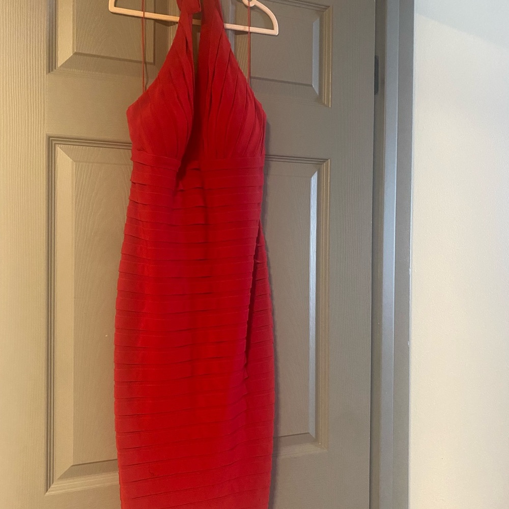 Adrianna Papell Red Halter Sheath Midi Dress size 10